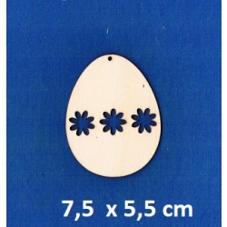 SKLEJKA #3mm Jajko 7,5x5,5cm / jako zawieszka, ażur stokrotki / 1755